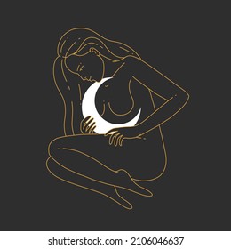portrait of a mystical moon woman. ideal for blog astrologer or tarot