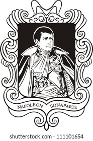 Portrait of Napoleon Bonaparte. Black and white vector illustration based on portrait drawn in 1805 (as King of Italy).