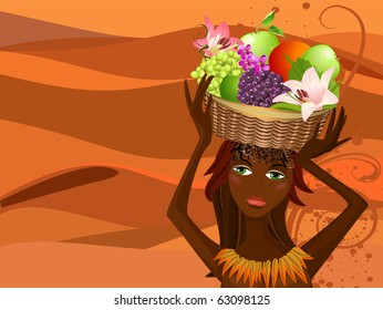 Portrait of a native with a fruit basket