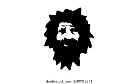 Retrato de um Neanderthal, Preto Silhueta Isolada