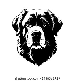 Portrait of a Newfoundland Dog Vector isolated on white background, Dog Silhouettes. svg
