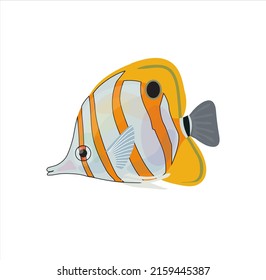 Portrait of nice tropical fish. Vector
