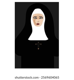 A portrait of a nun is featured.