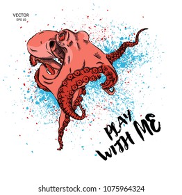 Portrait of a octopus. Vector illustration