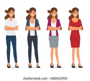 Portrait office dress business woman pose character.
