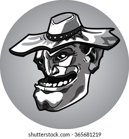 Portrait of an old evil zombie with a hat
