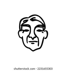 retrato de un anciano en forma de doodle - ilustración vectorial dibujada a mano. cara senil del concepto masculino