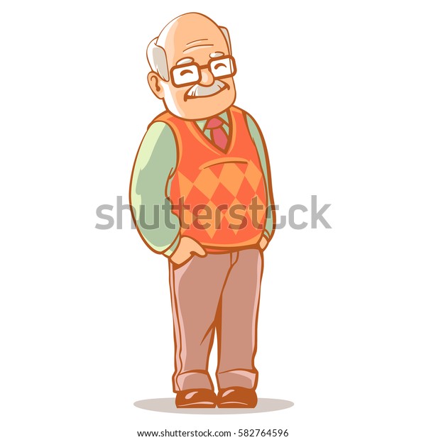 Portrait Old Man Wearing Glasses Grandfather Stock Vector Royalty Free 582764596