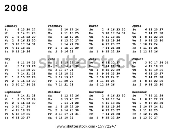 Portrait Oriented Calendar Grid 2008 Year Stock Vector (Royalty Free ...