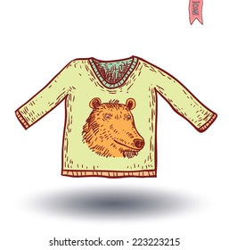  Portrait ot Bear, Hand Drawn Vector 