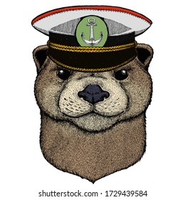 Portrait of otter. Cute animal head.