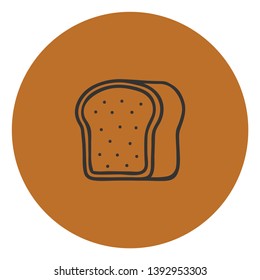 Portrait of an out sketch of a loaf of bread over brown background  vector  color drawing or illustration