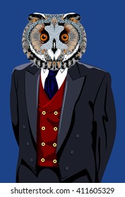 portrait of an owl in a business suit 