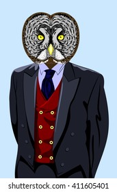 portrait of an owl in a business suit 