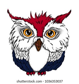 Portrait of a Owl. Can be used for printing on T-shirts, flyers and stuff. Vector illustration