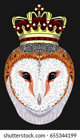 Portrait of an Owl with a golden crown on his head