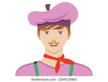 Portrait of painter character clipart vector on white background