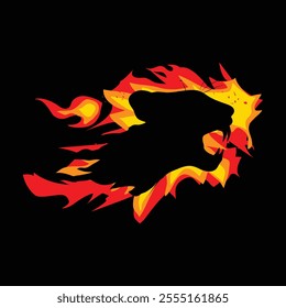 Portrait of panther among the fire
