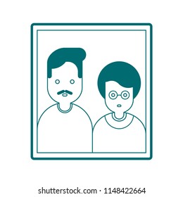 Portrait of parents in frame. Mom and dad. Family photo. Vector illustration
