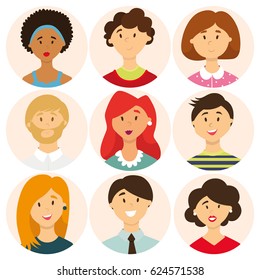 Portrait of people, avatar, set, vector