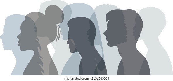 portrait of people in profile silhouette