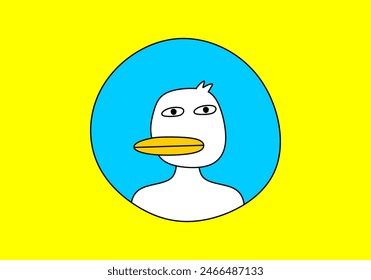 Portrait of a person with a duck face. social media icons, branding person, profile.