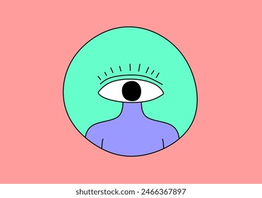 Portrait of a person with an eye face
. social media icons, branding person, profile.