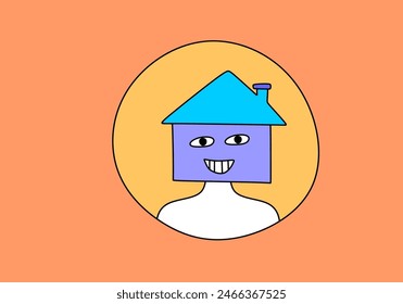 Portrait of a person with a house face
. social media icons, branding person, profile.