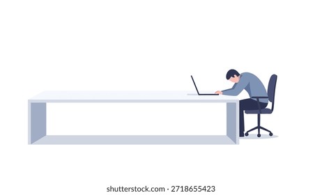 Retrato de una persona sentada en un escritorio usando una computadora portátil