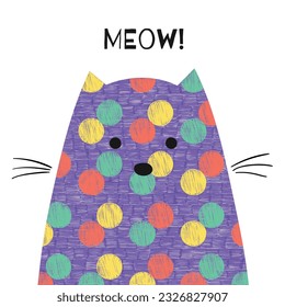 Portrait of pet. Abstract cat head. Geometric pattern. Isolated animal