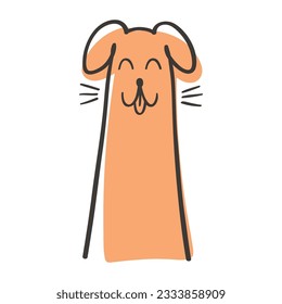 Portrait of pet. Contour dog head. Outline sticker. Linear icon, logo