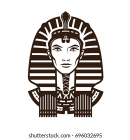 Portrait of pharaoh. Africa, Egypt, egyptian logo or symbol. Vintage vector illustration