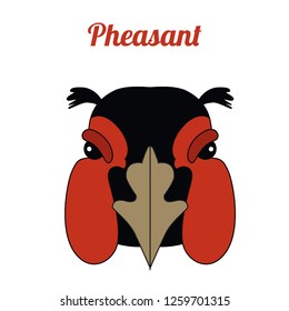Portrait of a pheasant head. Color illustration. Flat vector image of poultry pheasant as a design element for logo, icon, template, label.