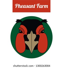 Portrait of a pheasant head. Color illustration. Flat vector image of poultry pheasant as a design element for logo, icon, template, label.