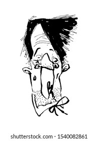 Portrait of a pianist. Calligraphy. Black and white vector illustration. Can be used as a poster, design publications, postcards, print on a T-shirt.