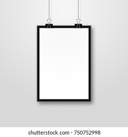 Portrait picture frame isolated design. Photo image frame background on wall.