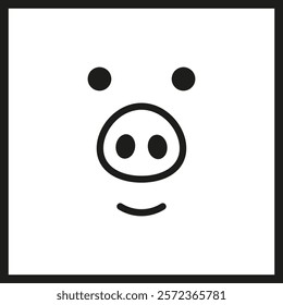 Portrait of pig face. Vector illustration and simple minimalistic flat design.