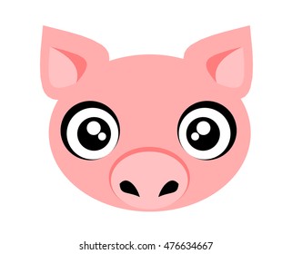 Portrait of a pig icon flat children