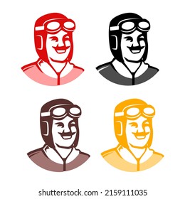 Portrait of pilot, Aviator, airman illustration.