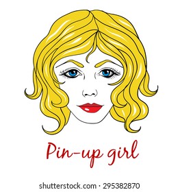 Portrait of a pin-up girl. Vector illustration