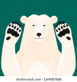 Portrait of a polar bear with front paws.