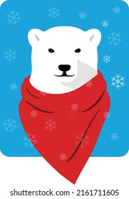 Portrait of polar bear, wearing Christmas cap, like Santa Claus, cool style