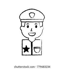 portrait policeman smiling with hat uniform