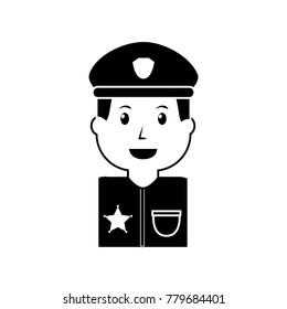portrait policeman smiling with hat uniform