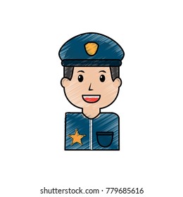 portrait policeman smiling with hat uniform