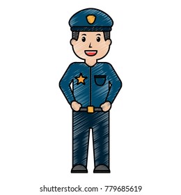 portrait policeman smiling uniform and cap