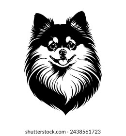 Portrait of a Pomeranian Dog Vector isolated on white background, Dog Silhouettes. svg