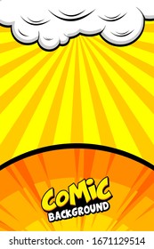 portrait pop art comic cloud bubble. Funny speech bubble. Trendy Colorful retro vintage background in pop art retro comic style. Illustration easy editable 