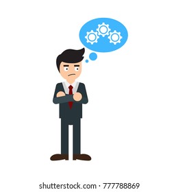 portrait, positive, professional, question, person, motivation, male, man, manager, mind, serious, seriously, vector, work, worried, young, thinker, think, sign, solution, success, suit, look, inventi
