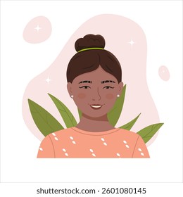 Portrait of a pretty woman. Office professions. Vector flat illustration.